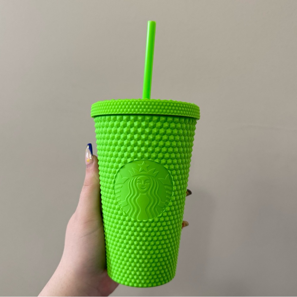Starbucks Neon lime green studded Grande limited edition cold up tumbler NEW